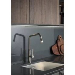 Abode Hex Industrial Single Lever Mono Kitchen Mixer Tap - Brushed Nickel