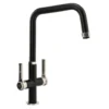 Abode Hex Industrial Twin Lever Mono Kitchen Mixer Tap - Matt Black