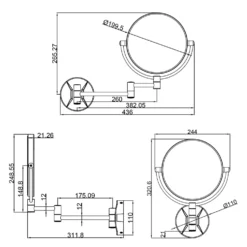 Alina Round Cosmetic Magnifying Wall Mirror - 200mm