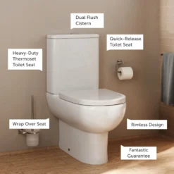 Anderson Rimless Back To Wall Close Coupled Toilet & Soft Close Seat
