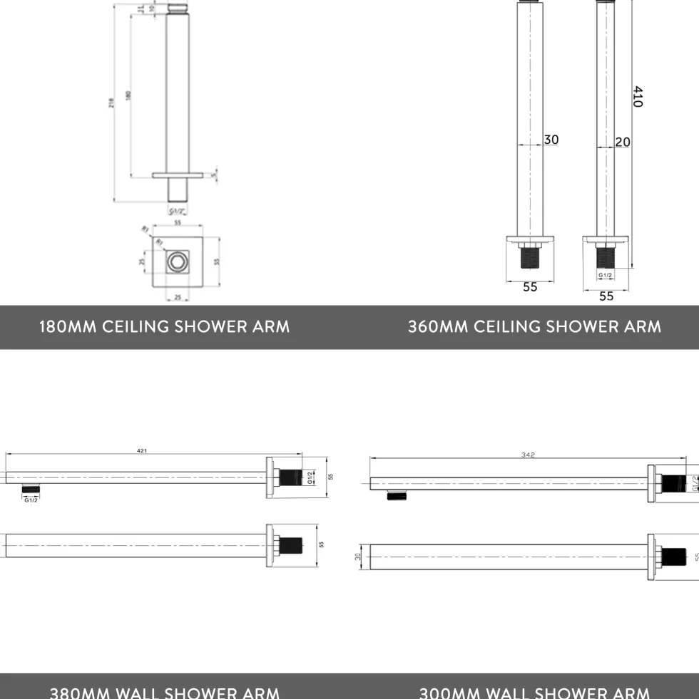 Archie Concealed Shower Valve, Fixed Shower Head & Handset