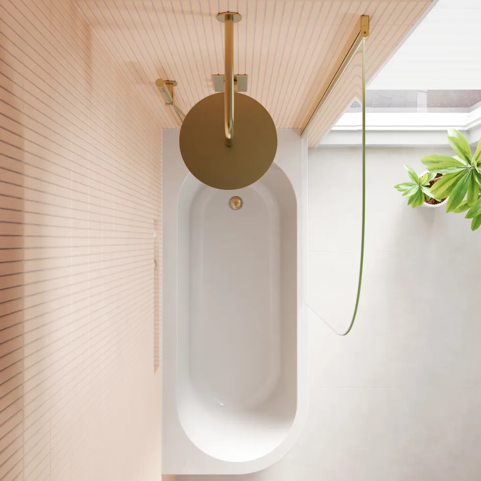 Armourcast Reinforced J Shaped Shower Bath with Panel & Shower Screen - 1700mm
