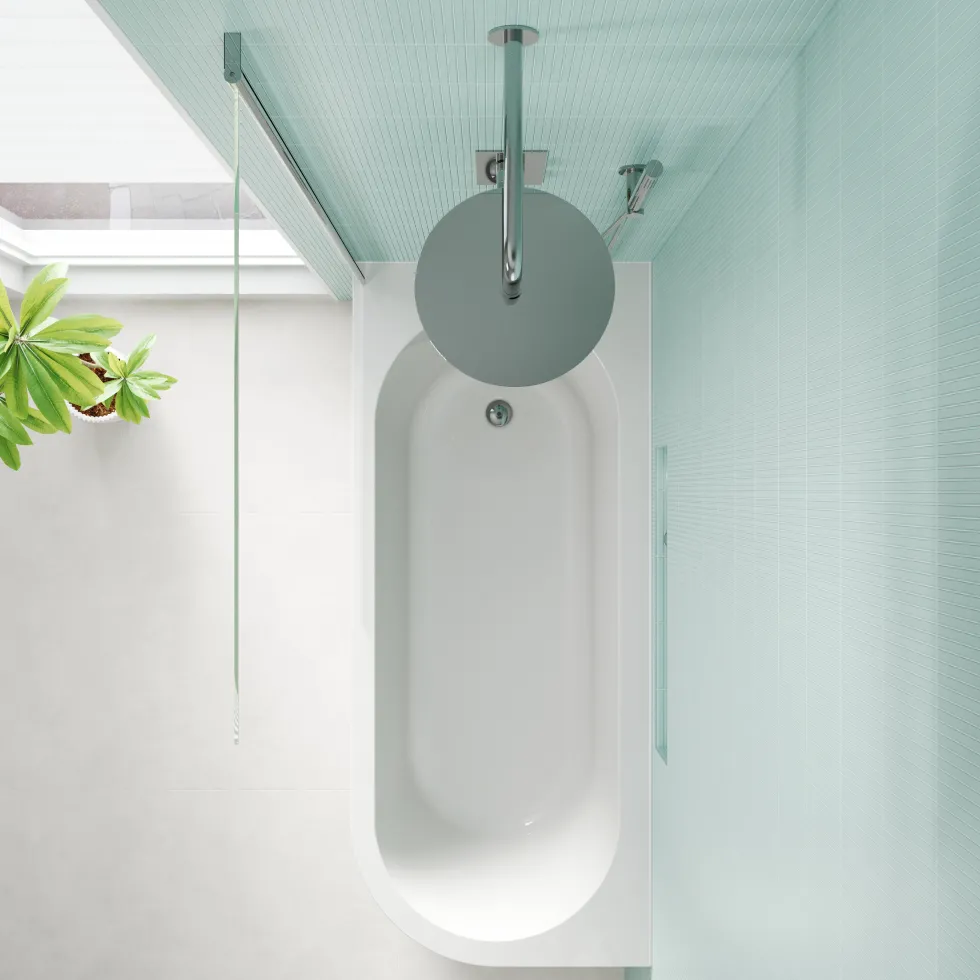 Armourcast Reinforced J Shaped Shower Bath with Panel & Shower Screen - 1700mm