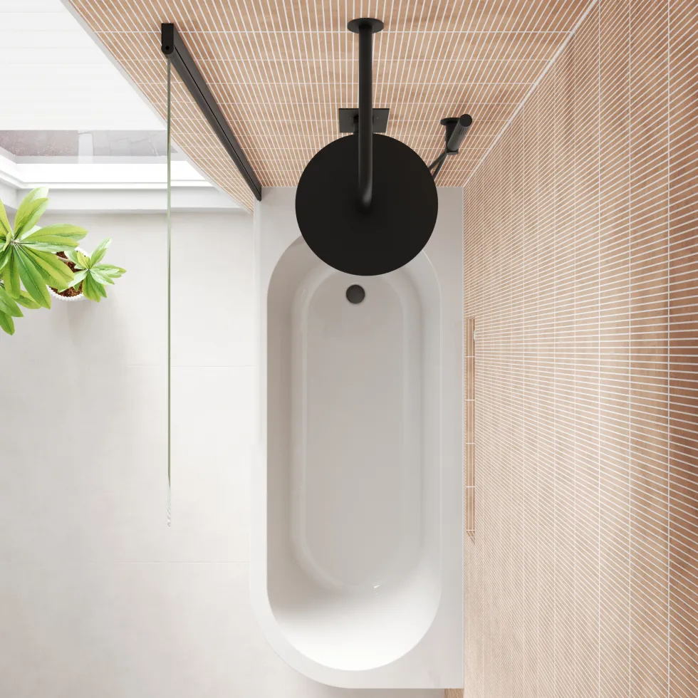 Armourcast Reinforced J Shaped Shower Bath with Panel & Shower Screen - 1700mm