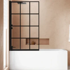 Armourcast Reinforced Keyhole Shower Bath & Matt Black Shower Screen - 1700mm