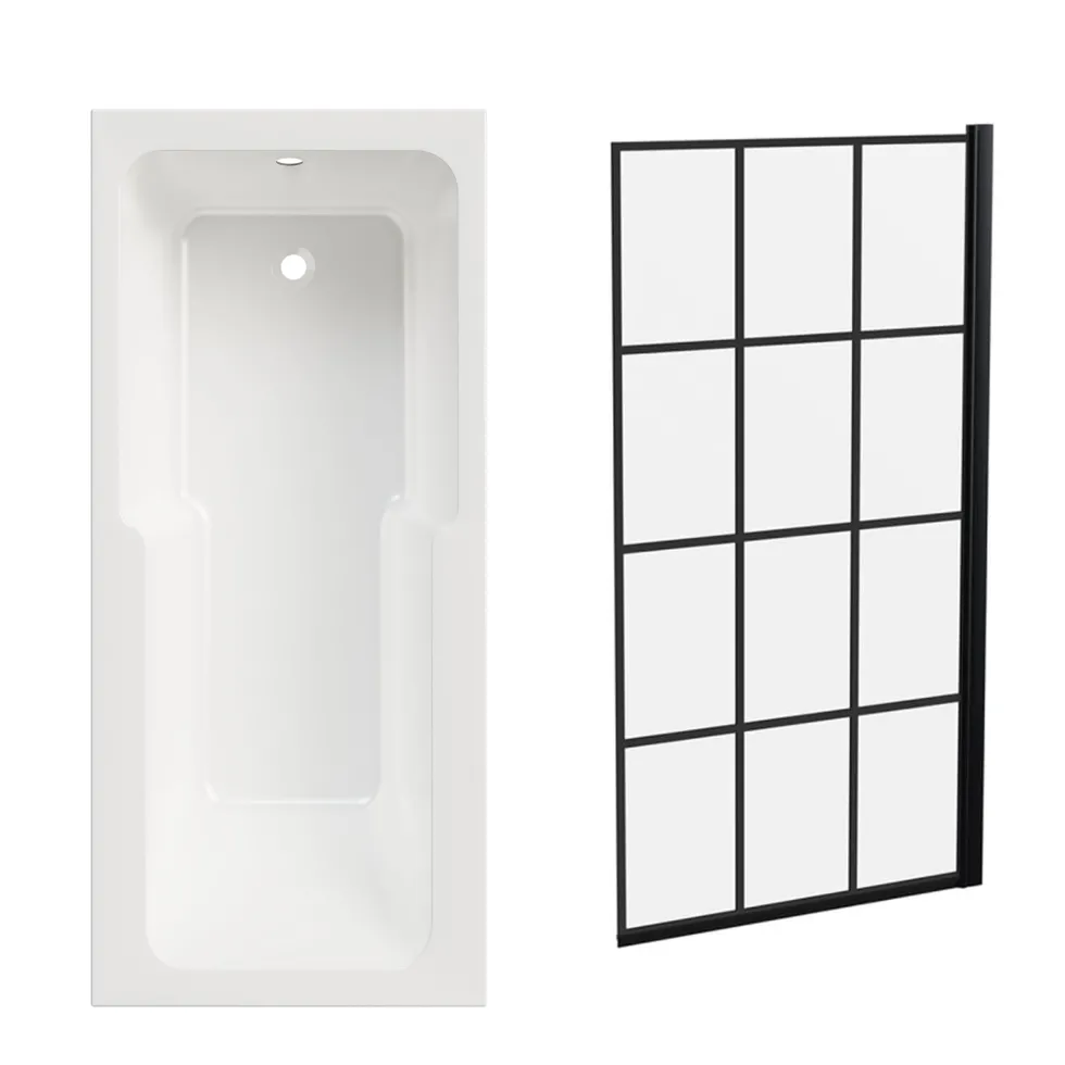 Armourcast Reinforced Keyhole Shower Bath with Shower Screen - 1700mm