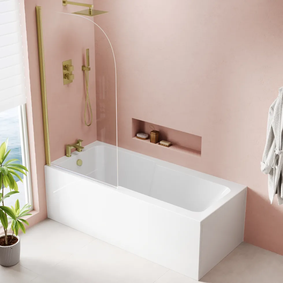 Armourcast Reinforced Keyhole Shower Bath with Shower Screen - 1700mm