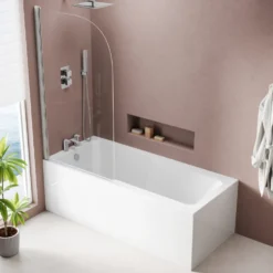 Armourcast Reinforced Keyhole Shower Bath with Shower Screen - 1700mm