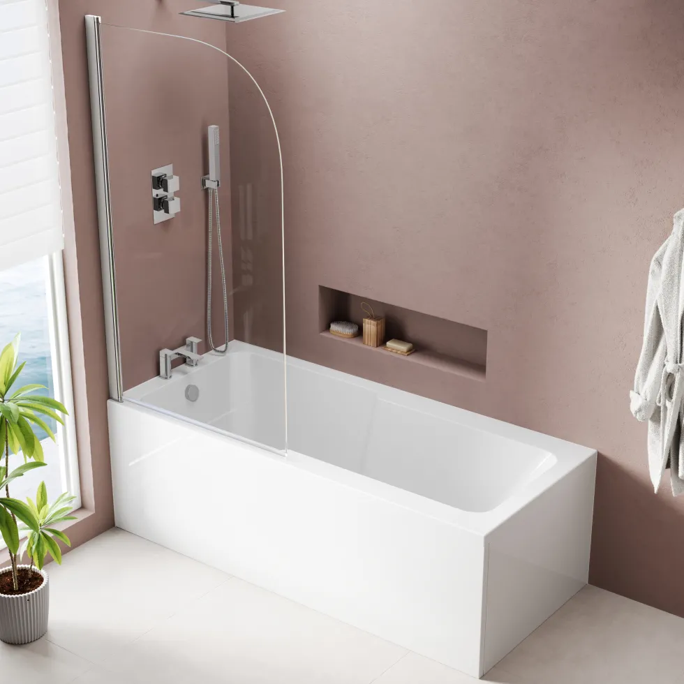 Armourcast Reinforced Keyhole Shower Bath with Shower Screen - 1700mm