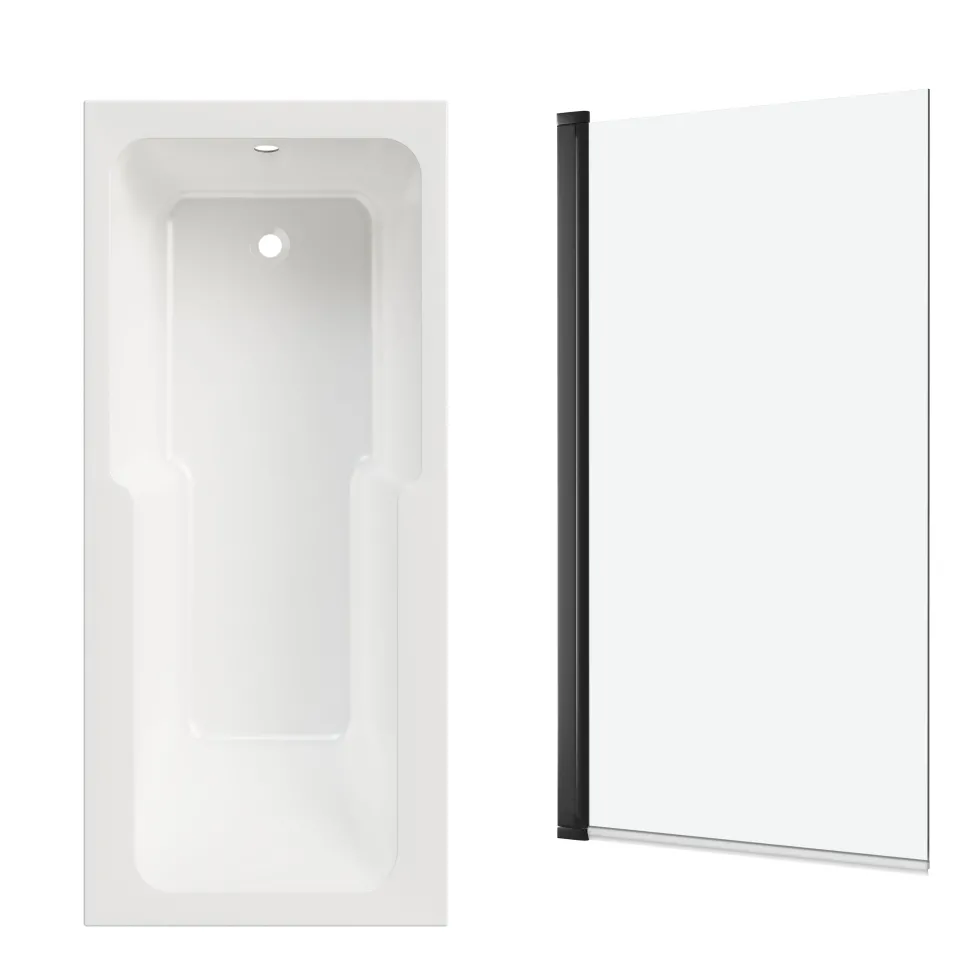 Armourcast Reinforced Keyhole Shower Bath with Shower Screen - 1700mm