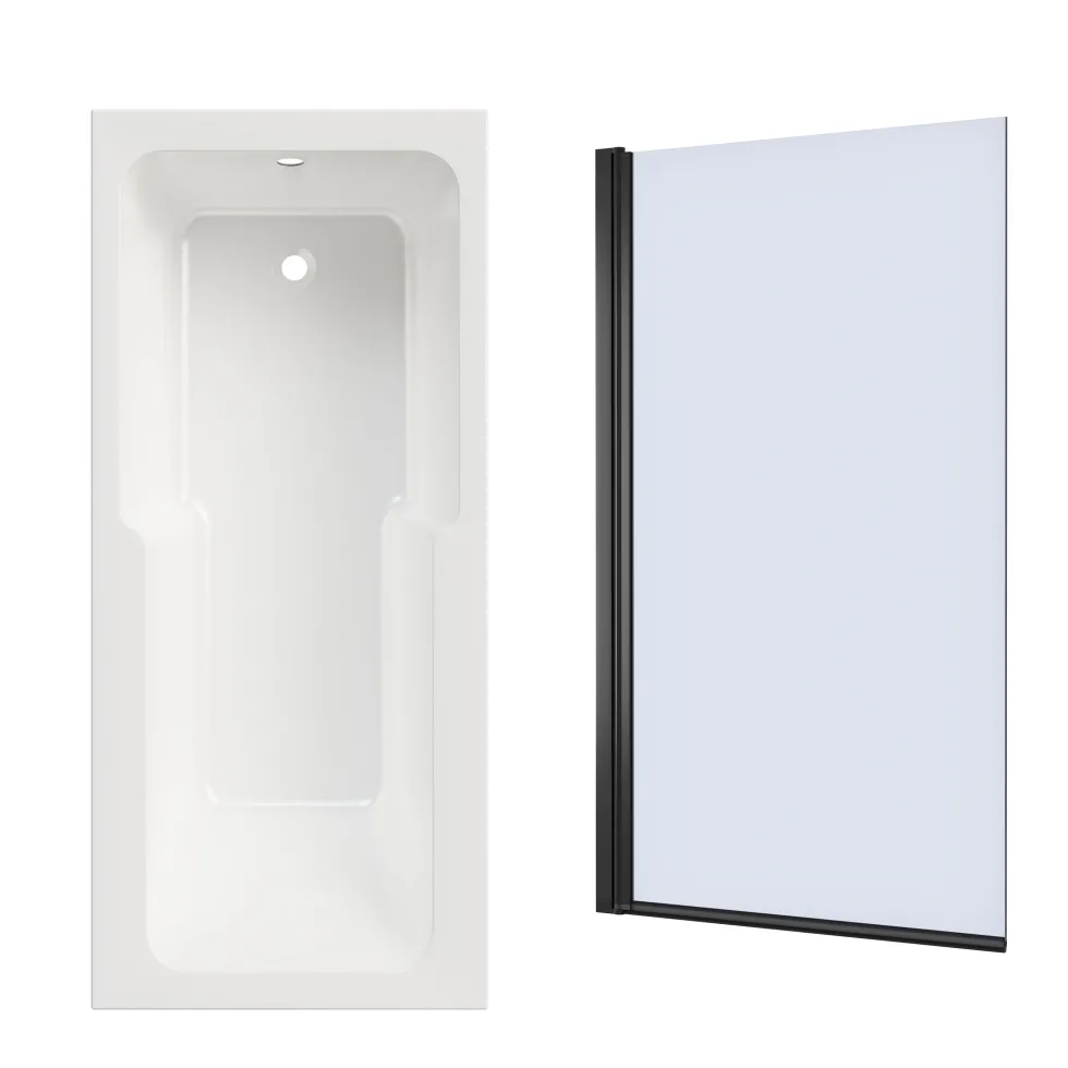 Armourcast Reinforced Keyhole Shower Bath with Shower Screen - 1700mm