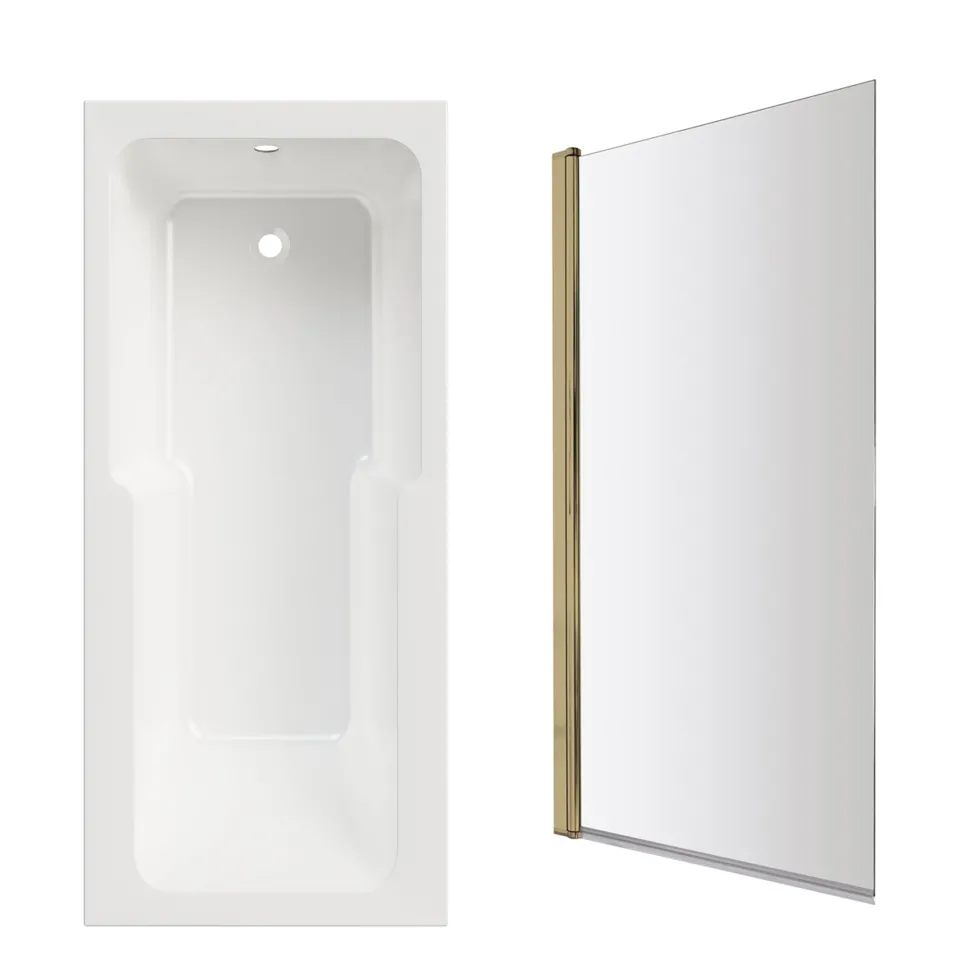 Armourcast Reinforced Keyhole Shower Bath with Shower Screen - 1700mm