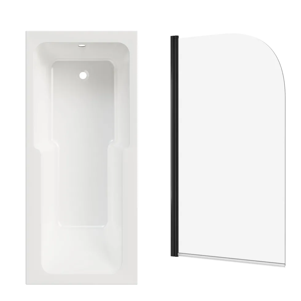 Armourcast Reinforced Keyhole Shower Bath with Shower Screen - 1700mm