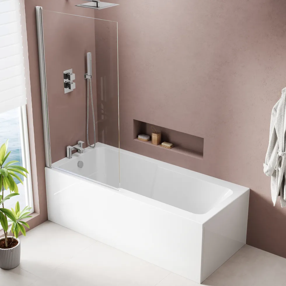 Armourcast Reinforced Keyhole Shower Bath with Shower Screen - 1700mm