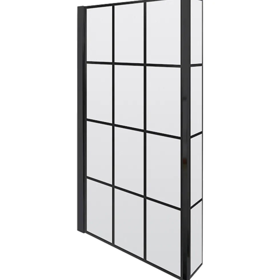 Armourcast Reinforced L Shaped Single Ended Bath with Matt Black Shower Screen & Panel - 1700 x 700