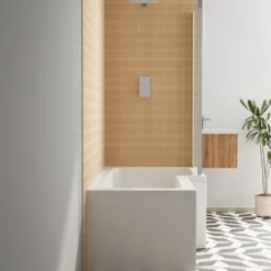 Armourcast Reinforced L Shape Single Ended Bath with Panel & Shower Screen - 1700 x 700