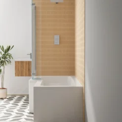 Armourcast Reinforced L Shape Single Ended Bath with Panel & Shower Screen - 1700 x 700