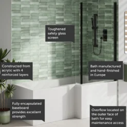 Armourcast Reinforced L Shape Single Ended Bath with Panel & Shower Screen - 1700 x 700
