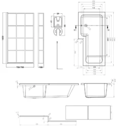 Armourcast Reinforced L Shape Single Ended Bath with Panel & Shower Screen - 1700 x 700