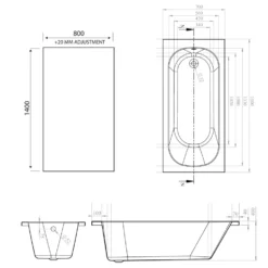 Armourcast Reinforced Single Ended Shower Bath & Shower Screen