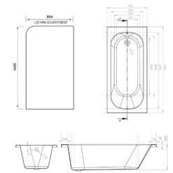 Armourcast Reinforced Single Ended Shower Bath & Shower Screen