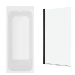 Armourcast Reinforced Slim Edge Single Ended Bath with Shower Screen - 1700mm
