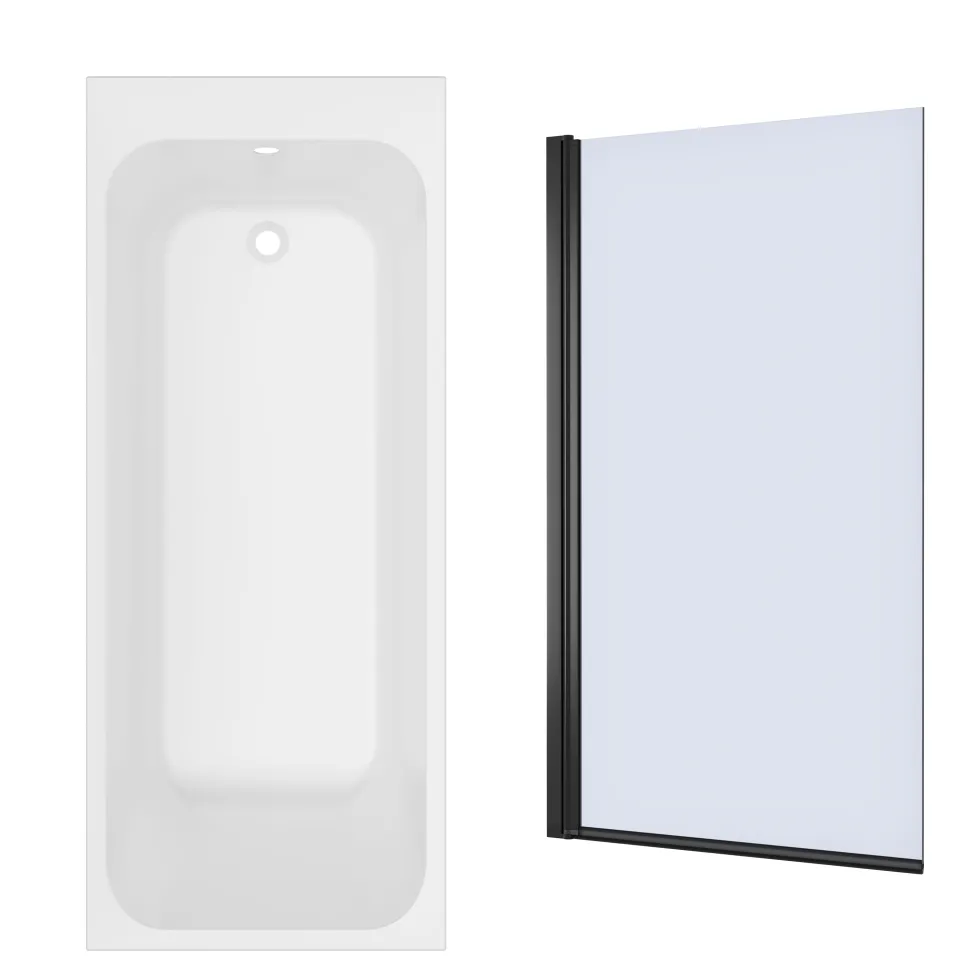Armourcast Reinforced Slim Edge Single Ended Bath with Shower Screen - 1700mm
