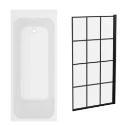 Armourcast Reinforced Slim Edge Single Ended Bath with Shower Screen - 1700mm