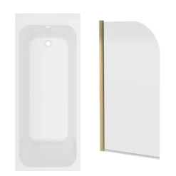 Armourcast Reinforced Slim Edge Single Ended Bath with Shower Screen - 1700mm