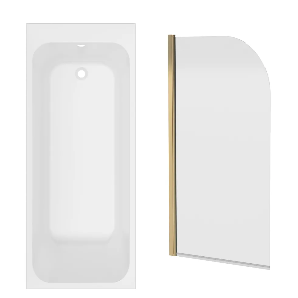 Armourcast Reinforced Slim Edge Single Ended Bath with Shower Screen - 1700mm