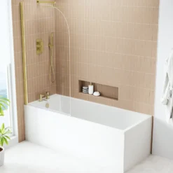 Armourcast Reinforced Slim Edge Square Single Ended Bath with Shower Screen - 1700mm