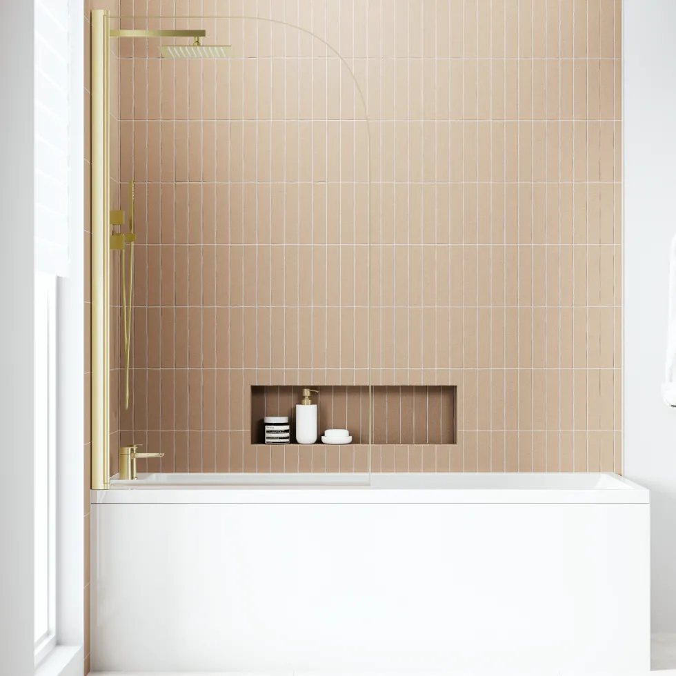 Armourcast Reinforced Slim Edge Square Single Ended Bath with Shower Screen - 1700mm