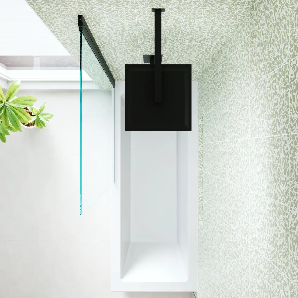 Armourcast Reinforced Straight Square Single Ended Bath & Matt Black Shower Screen