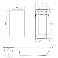 Armourcast Reinforced Straight Square Single Ended Bath & Matt Black Shower Screen