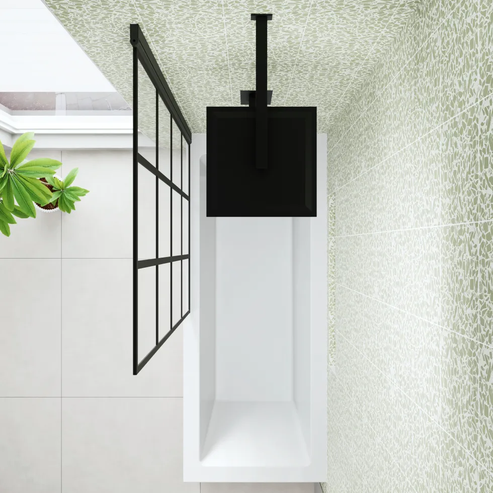 Armourcast Reinforced Straight Square Single Ended Bath & Matt Black Shower Screen