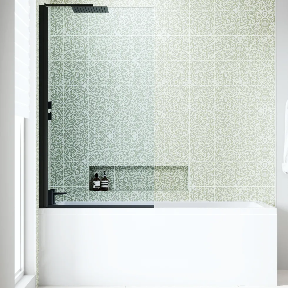 Armourcast Reinforced Straight Square Single Ended Bath with Shower Screen