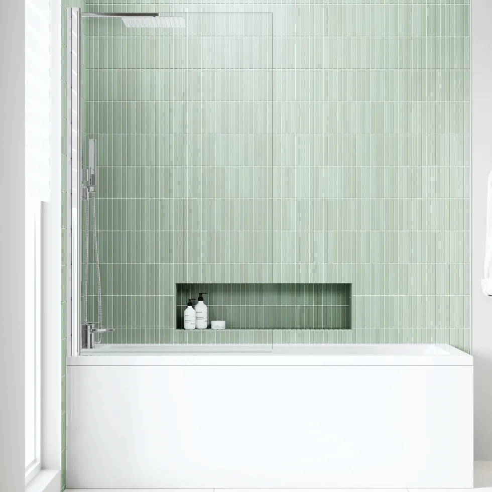 Armourcast Reinforced Straight Square Single Ended Bath with Shower Screen