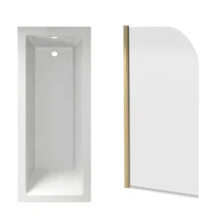 Armourcast Reinforced Straight Square Single Ended Bath with Shower Screen