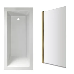 Armourcast Reinforced Straight Square Single Ended Bath with Shower Screen