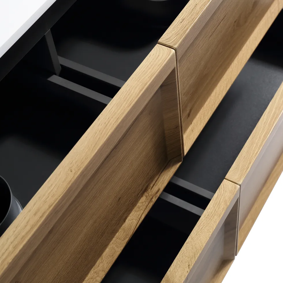 Aura 1200mm Wall Mounted Natural Oak Vanity Unit & Sintered Stone Countertop