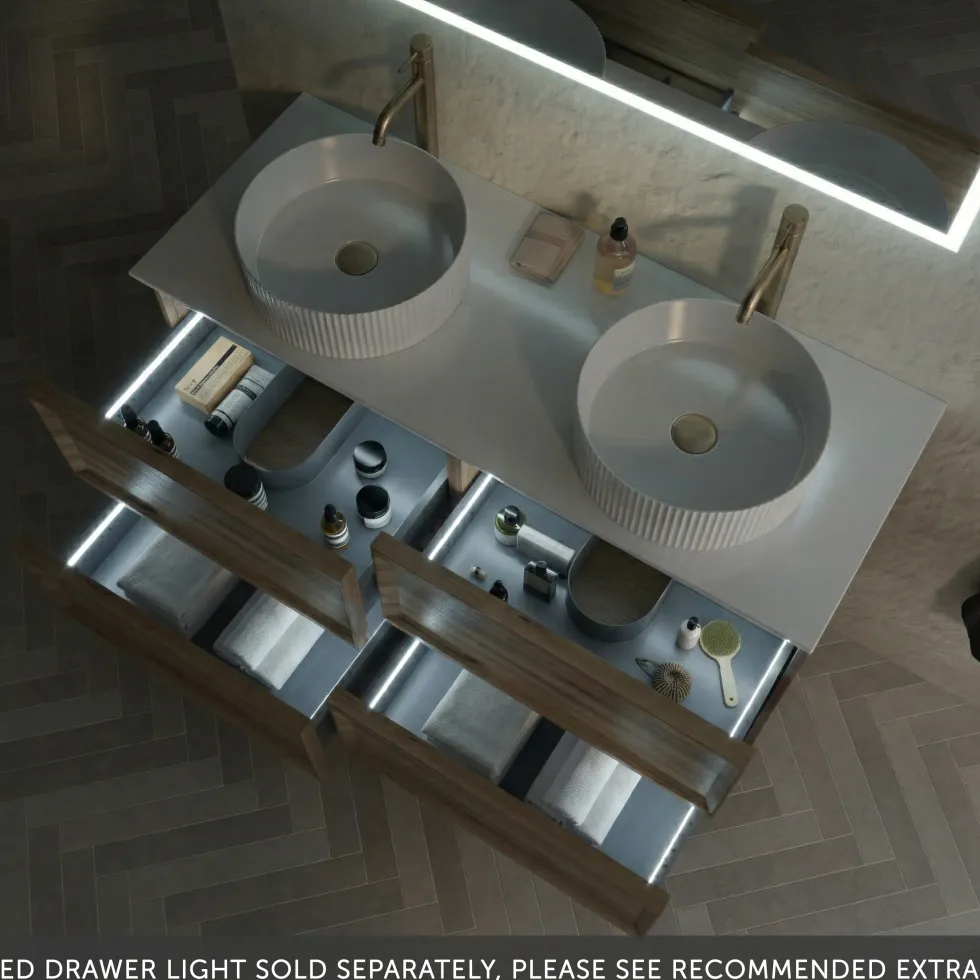 Aura 1200mm Wall Mounted Natural Oak Vanity Unit & Sintered Stone Countertop