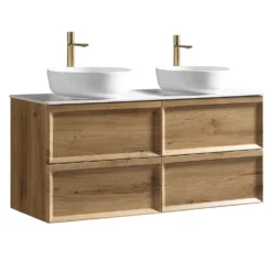 Aura 1200mm Wall Mounted Natural Oak Vanity Unit & Sintered Stone Countertop
