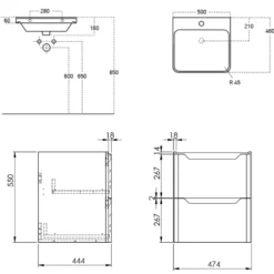 Ava 500mm Wall Hung Vanity Unit & Basin