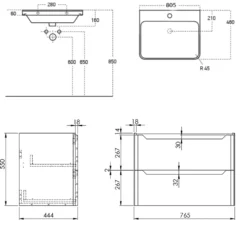 Ava 800mm Wall Hung Vanity Unit & Basin