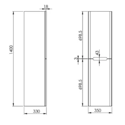 Ava 1400mm Wall Mounted Tall Storage Cabinet