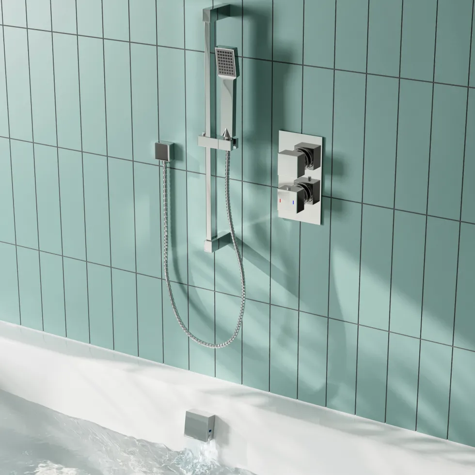 Barnaby Concealed Shower Valve, Slide Rail Kit & Overflow Bath Filler
