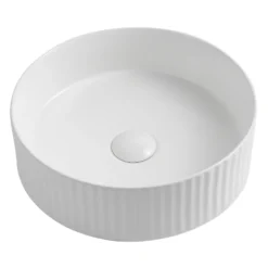 Billy Fluted Matt White Round Countertop Basin - 360mm