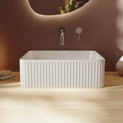 Billy Fluted Square Countertop Basin - 405mm
