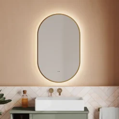 Billy LED Illuminated Oval Framed Mirror with Demister Pad & Colour Change Lights - 500 x 800mm
