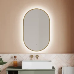 Billy LED Illuminated Oval Framed Mirror with Demister Pad & Colour Change Lights - 500 x 800mm